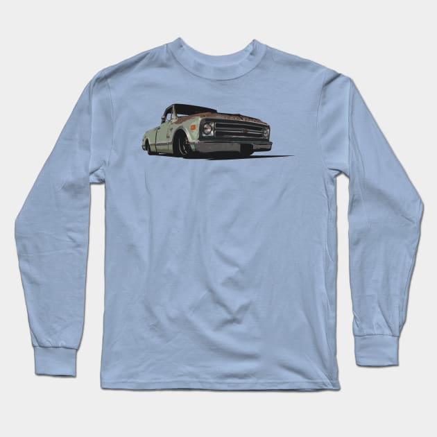 Patina Chevy C-10 Long Sleeve T-Shirt by mal_photography